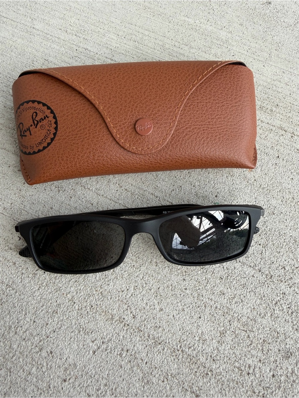 Ray-Ban RB7017 5196 Black RectangularSunglasses54-17 Prescription Lenses w/ Case